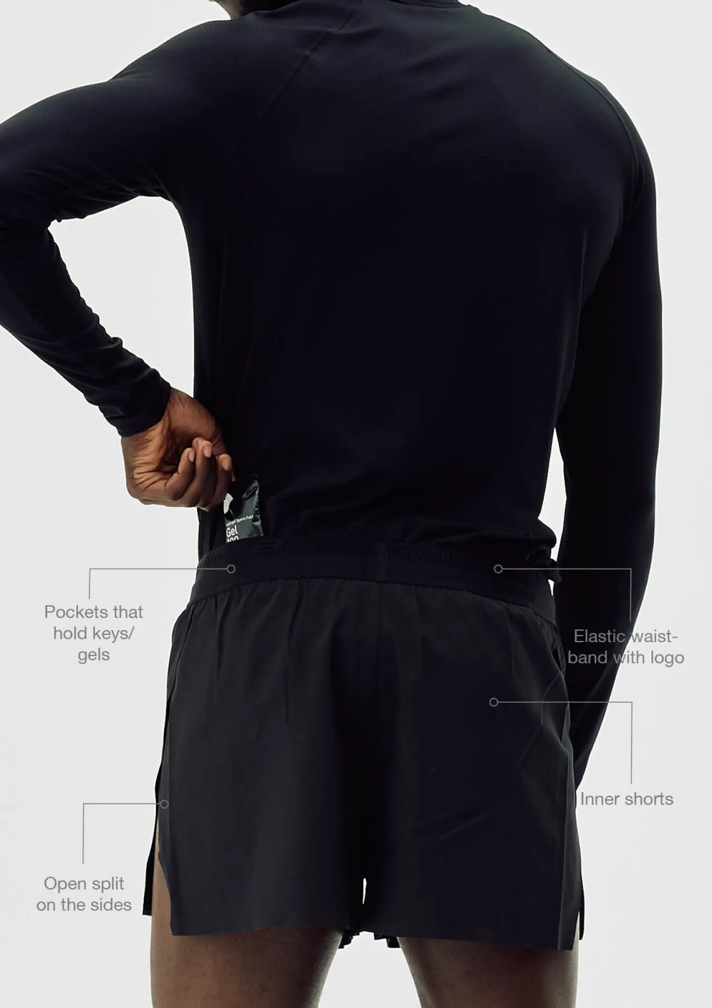 Active Split Shorts, Men - Black Onyx