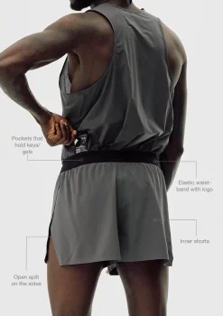 Active Split Shorts, Men - Iron Gate