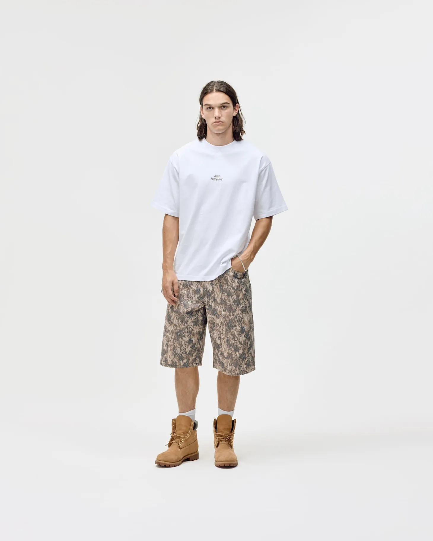 Camo Logo Box Fit, Men - White