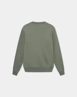 Classic Crewneck, Men - Embroidered Logo - Olive Green