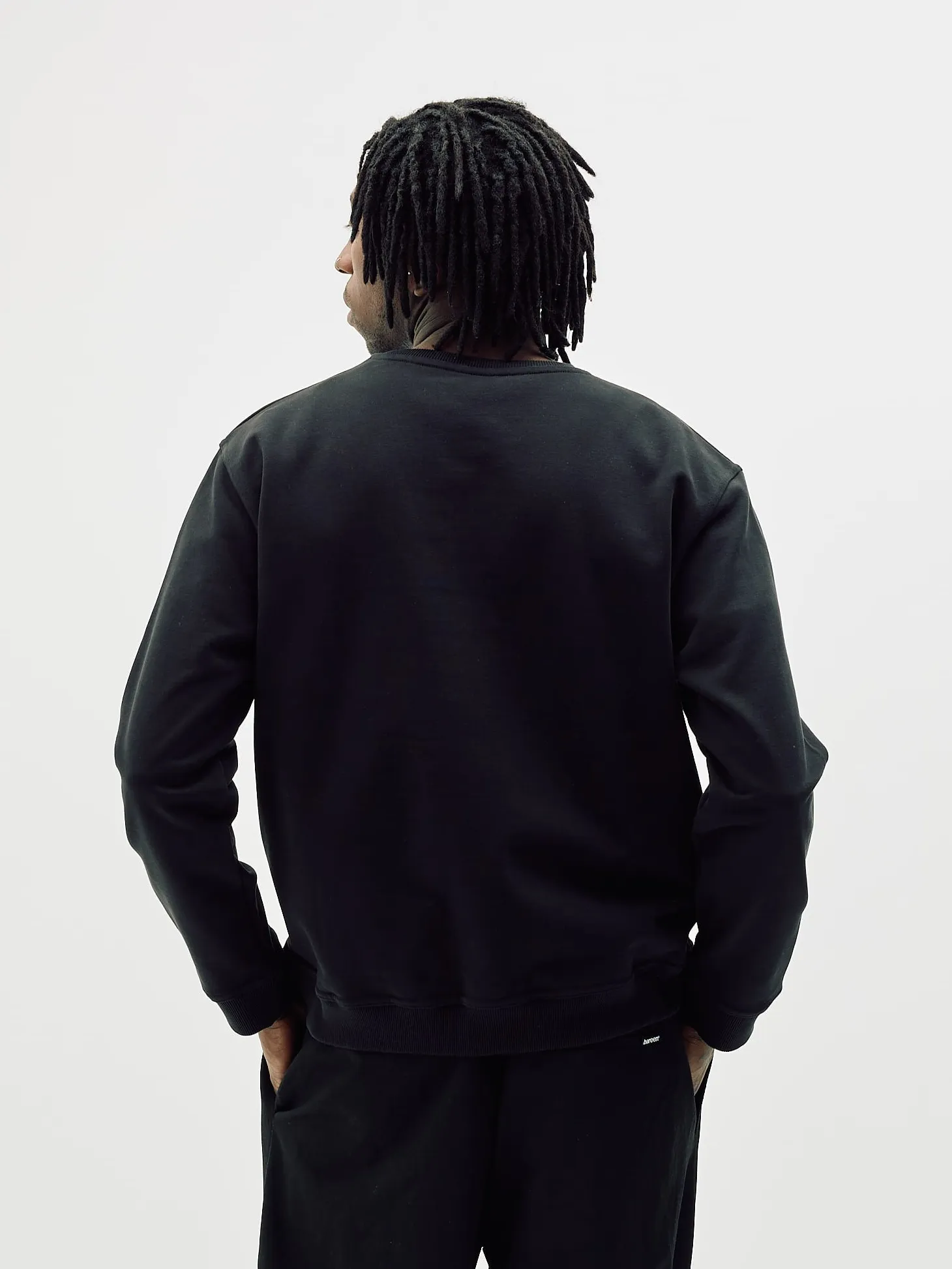Classic Crewneck, Men - Embroidered Logo - Black