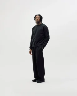 Classic Crewneck, Men - Embroidered Logo - Black