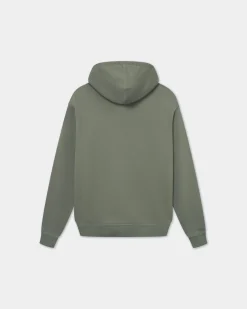 Classic Hoodie, Men - Embroidered Logo - Olive Green
