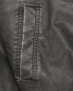 Faux Leather Bomber Jacket, Men - Vintage Black