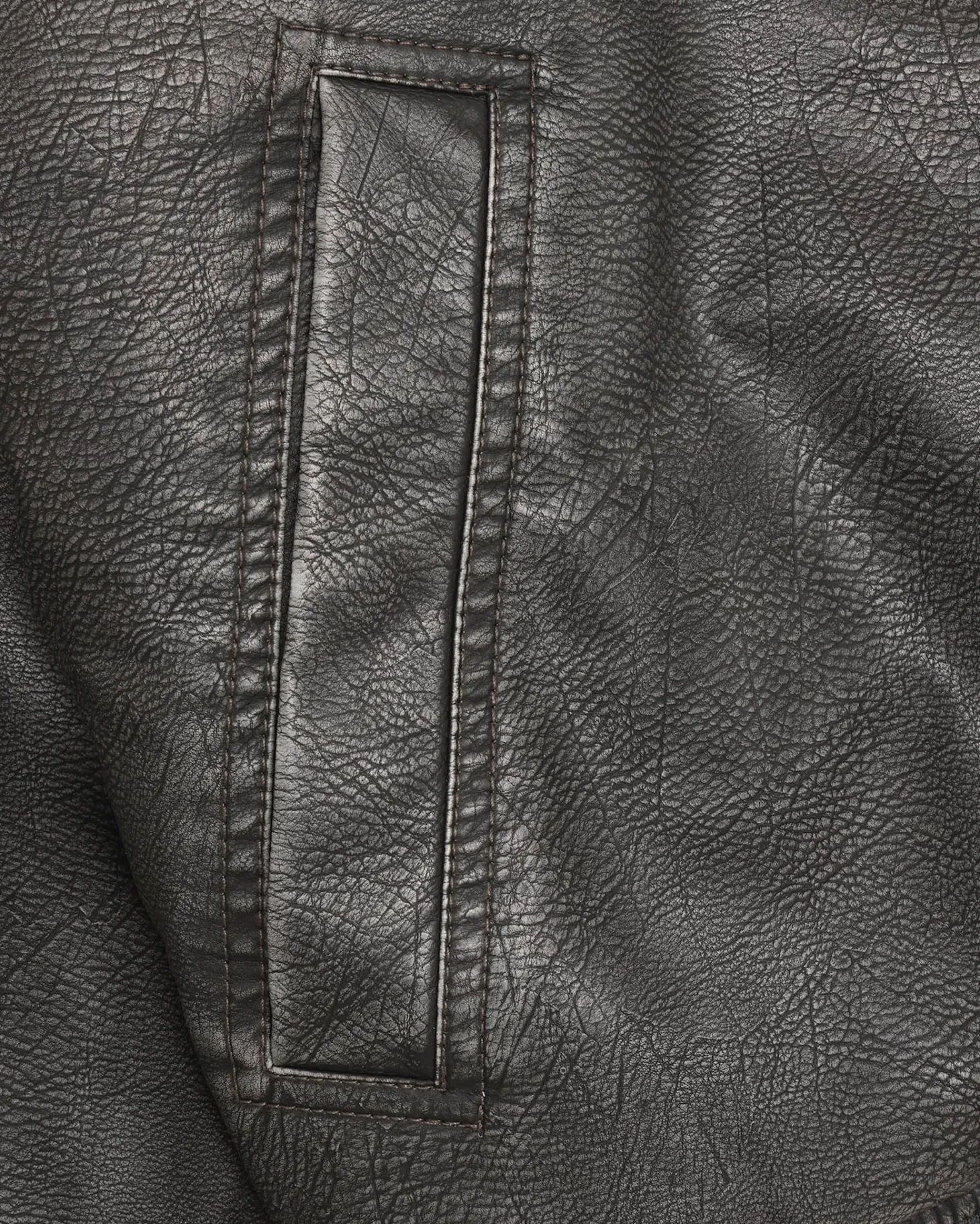 Faux Leather Bomber Jacket, Men - Vintage Black