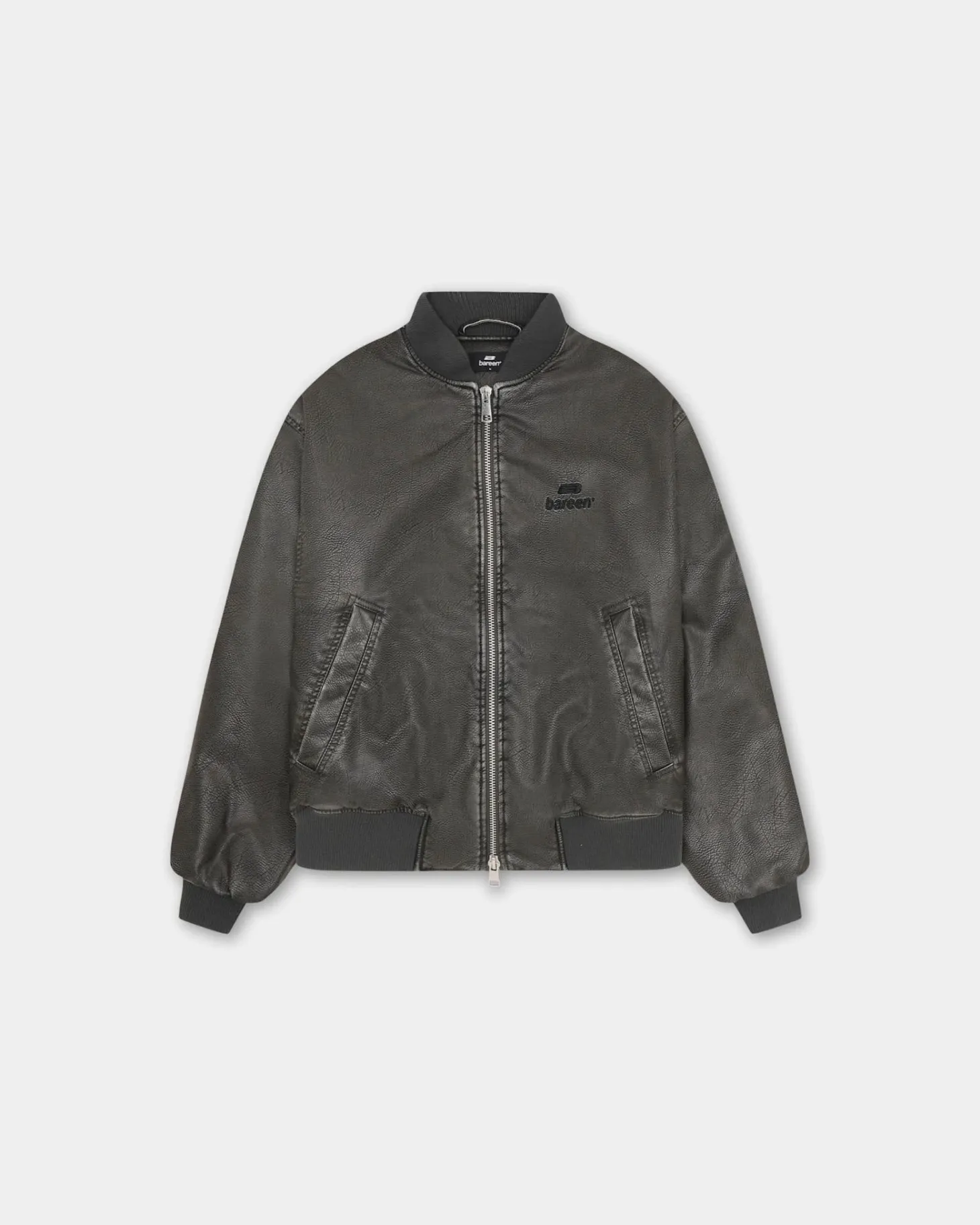 Faux Leather Bomber Jacket, Men - Vintage Black