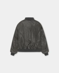 Faux Leather Bomber Jacket, Women - Vintage Black