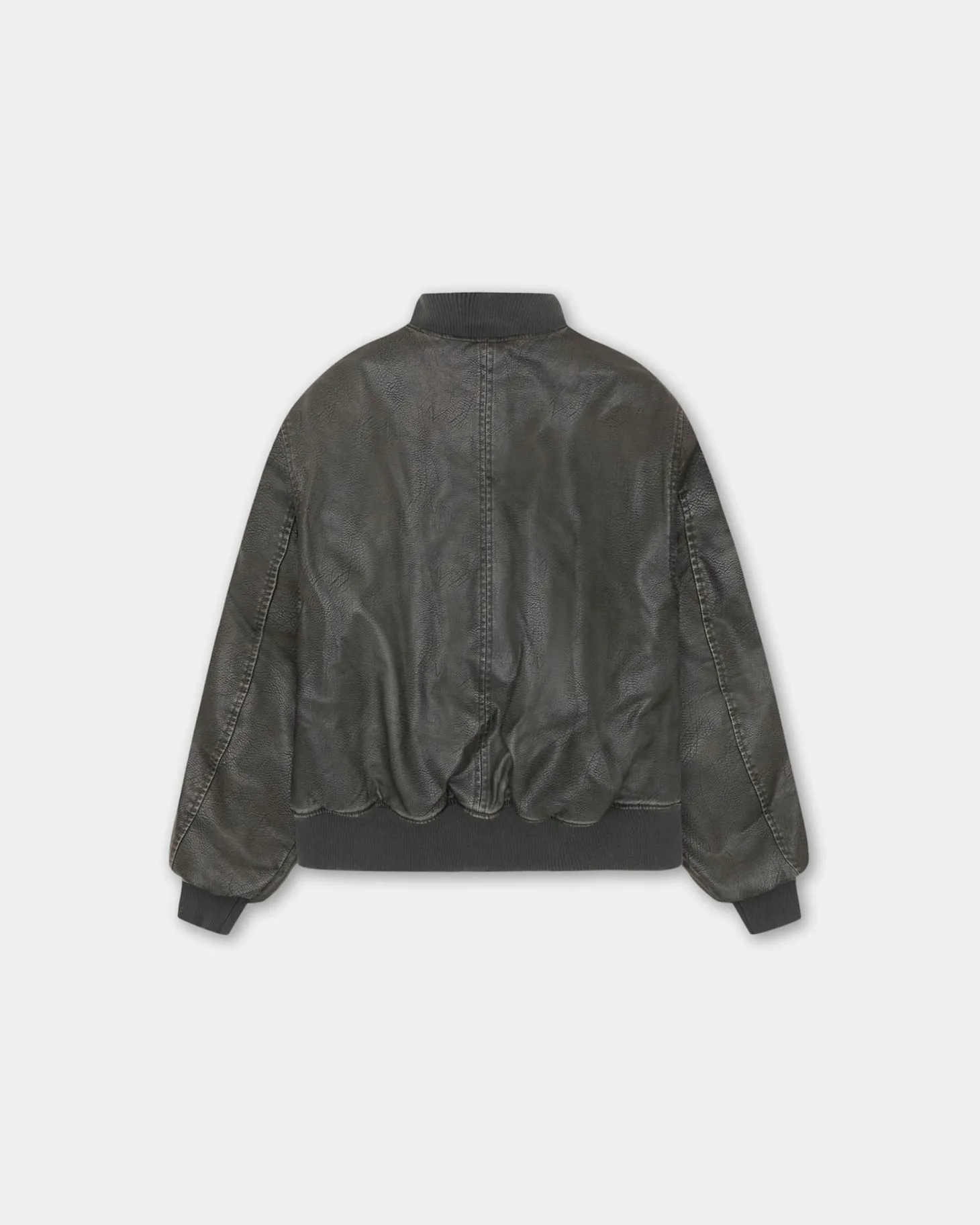 Faux Leather Bomber Jacket, Women - Vintage Black