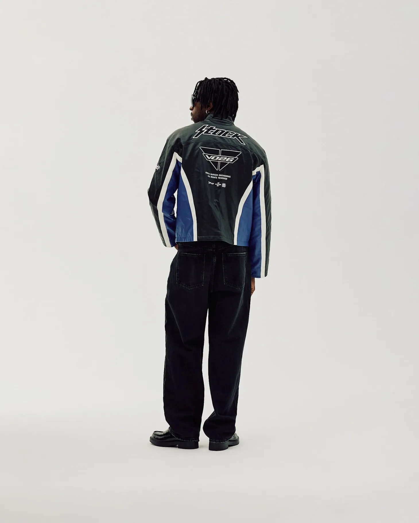 Faux Leather Moto Jacket, Men - Cobalt Blue