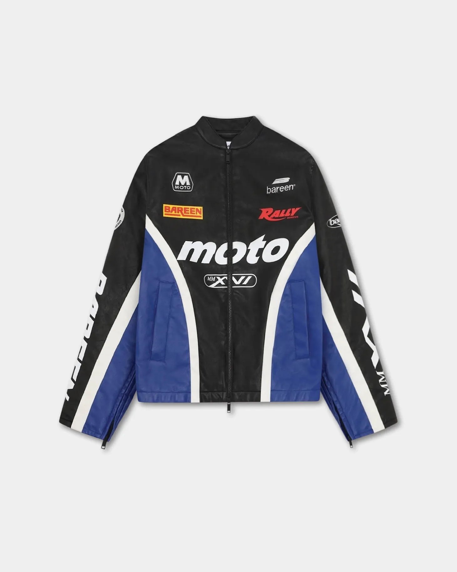 Faux Leather Moto Jacket, Men - Cobalt Blue