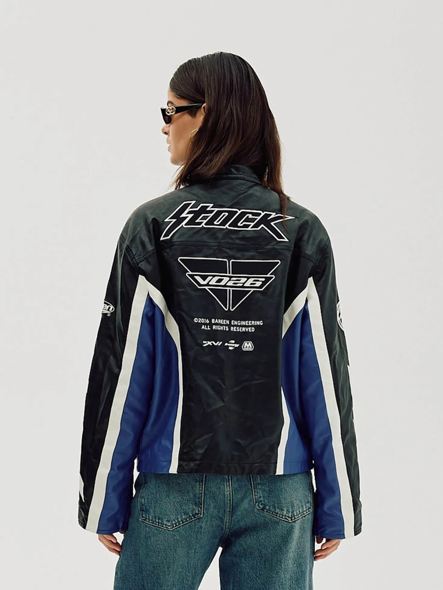 Faux Leather Moto Jacket, Women - Cobalt Blue
