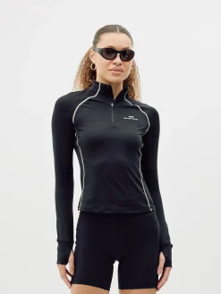 Half-Zip Midlayer Top, women - Black