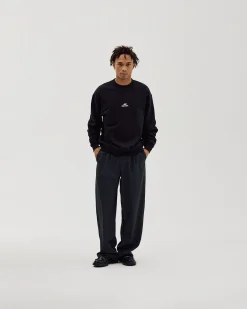 Logo Oversize Crewneck, Men - Black