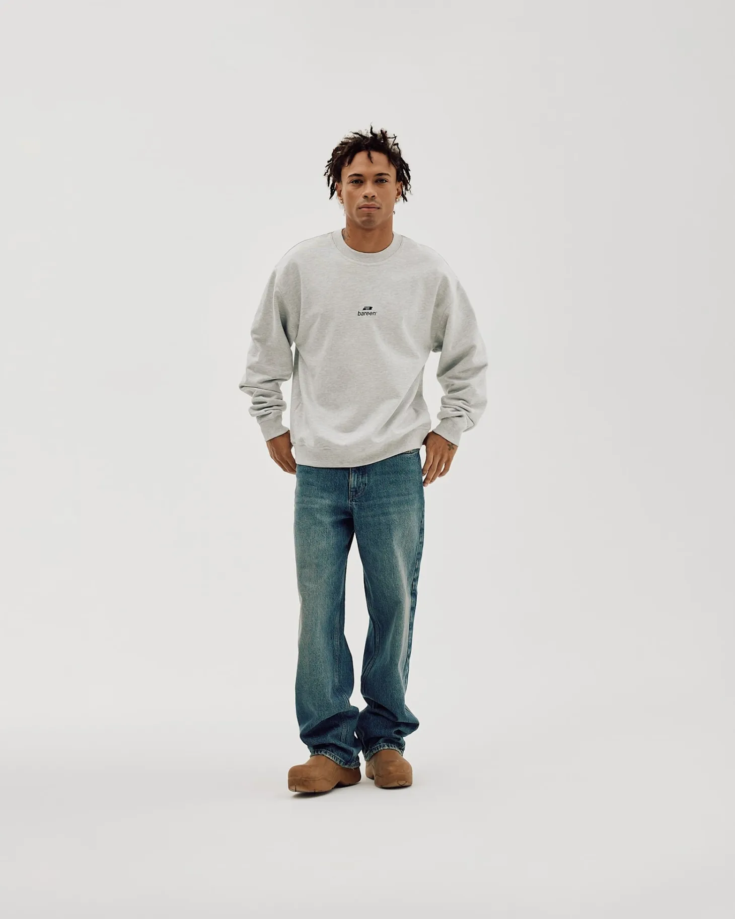 Logo Oversize Crewneck, Men - Cloudy Grey