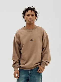 Logo Oversize Crewneck, Men - Mocha