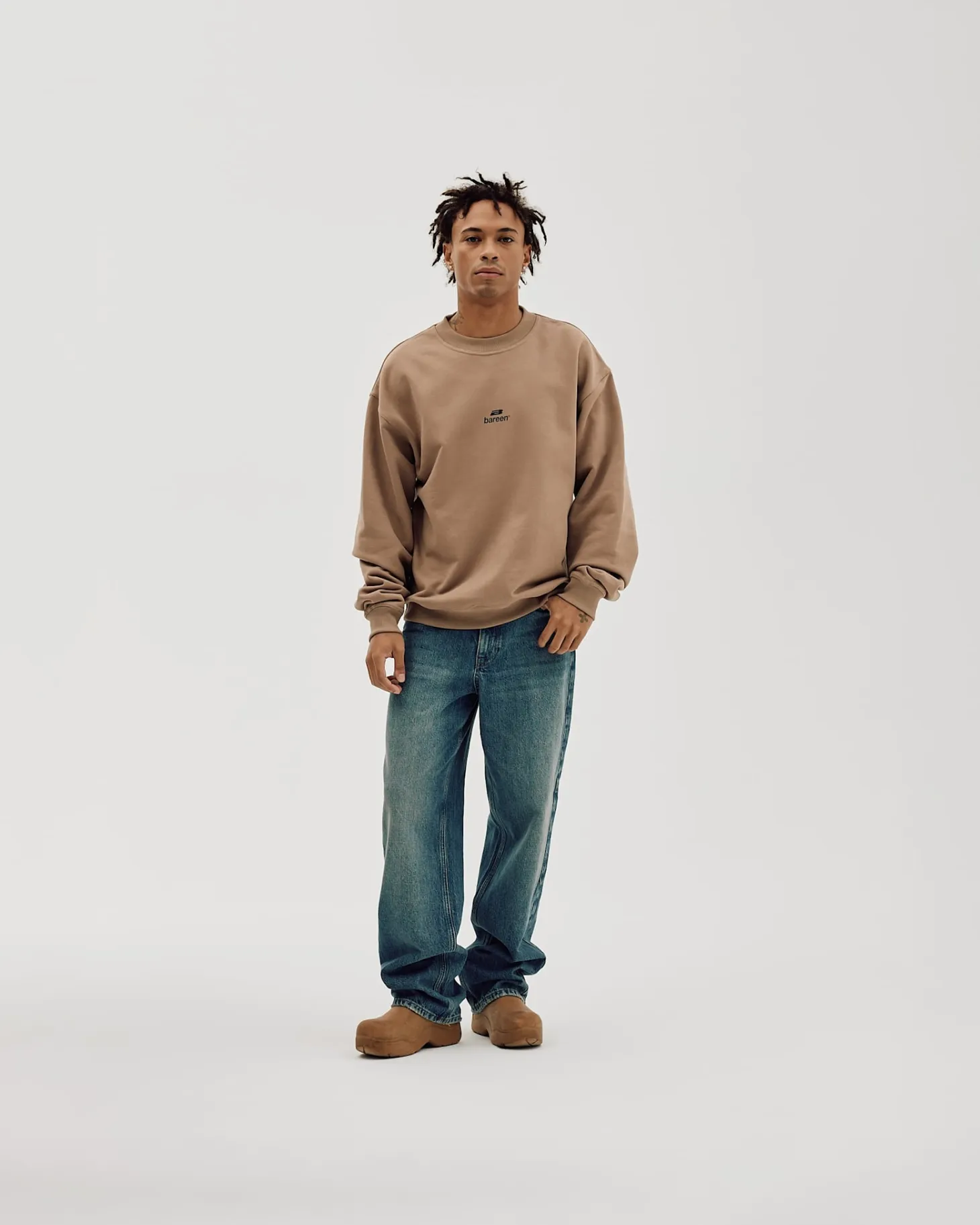 Logo Oversize Crewneck, Men - Mocha