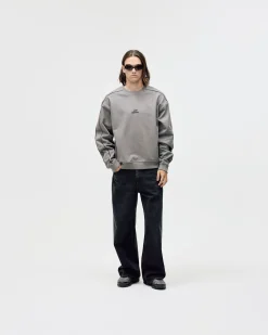 Logo Oversized Crewneck, Men - Dark Grey