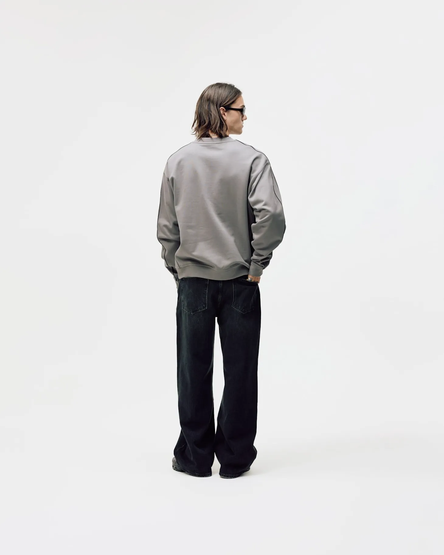 Logo Oversized Crewneck, Men - Dark Grey