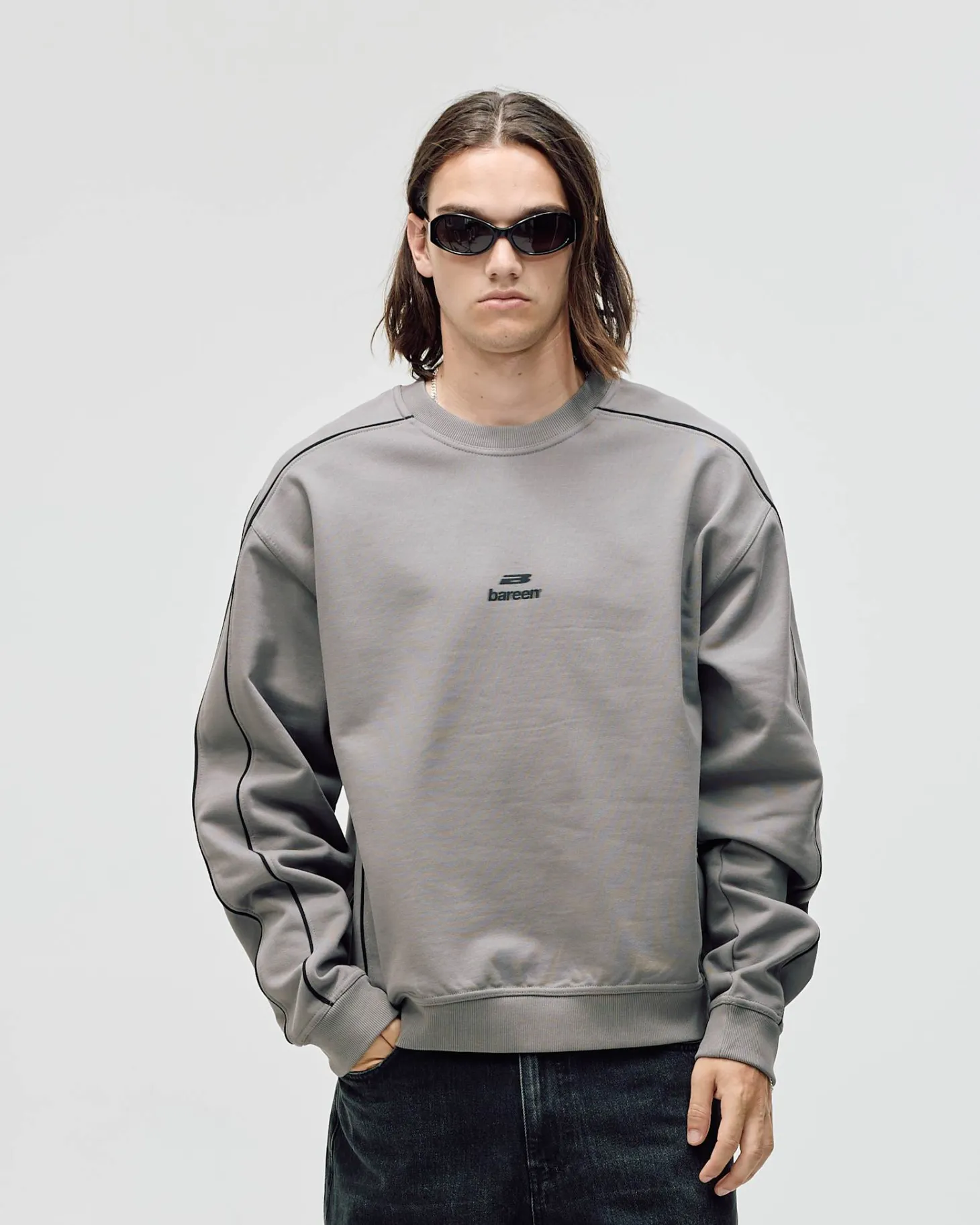 Logo Oversized Crewneck, Men - Dark Grey