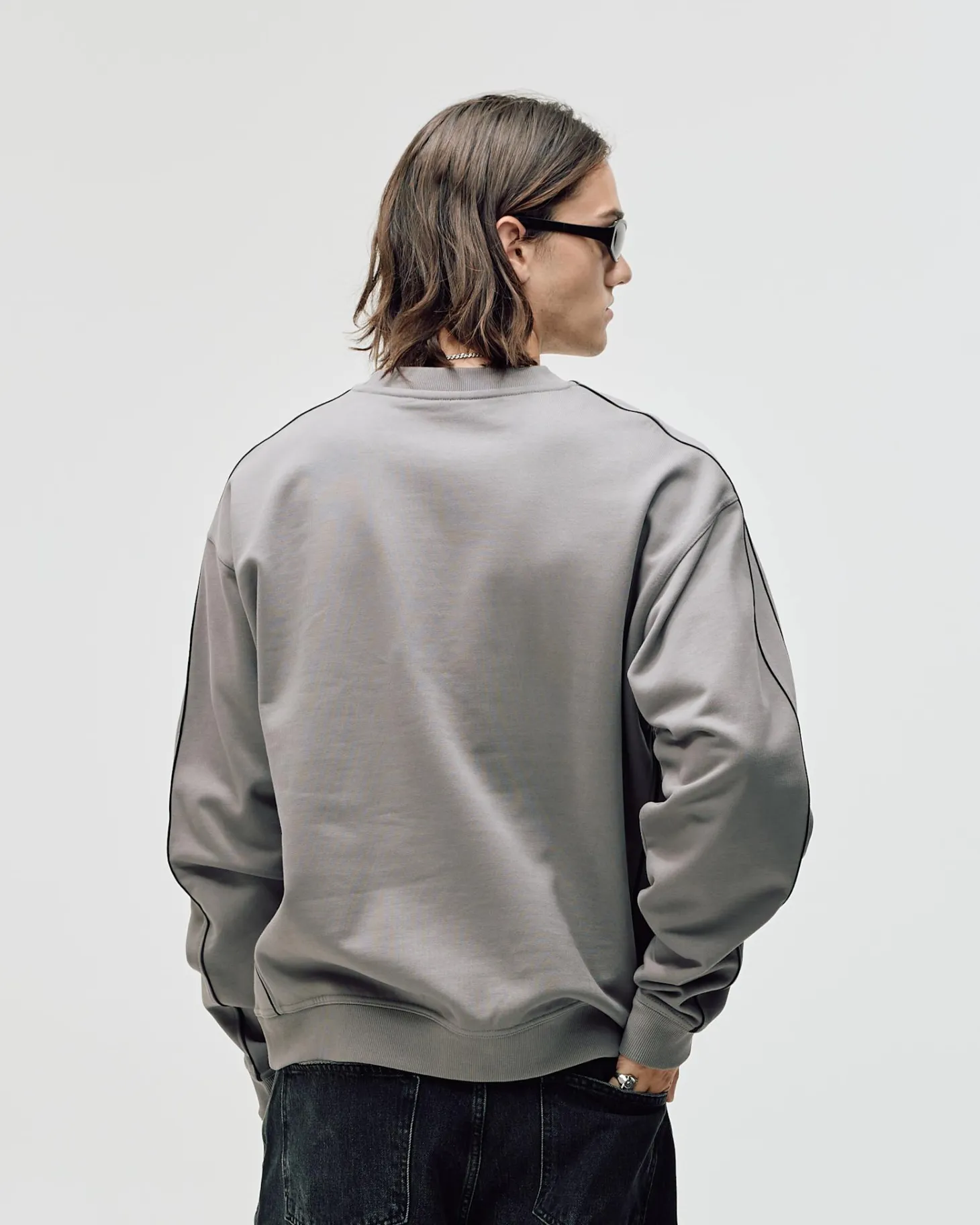 Logo Oversized Crewneck, Men - Dark Grey
