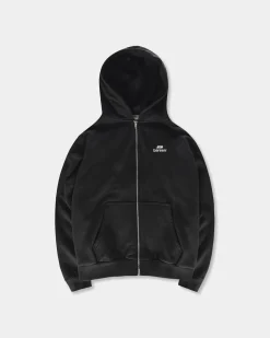 Logo Oversize Zip Hoodie, Men - Black