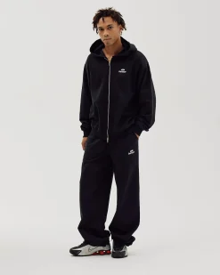 Logo Oversize Zip Hoodie, Men - Black