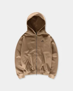 Logo Oversize Zip Hoodie, Men - Mocha