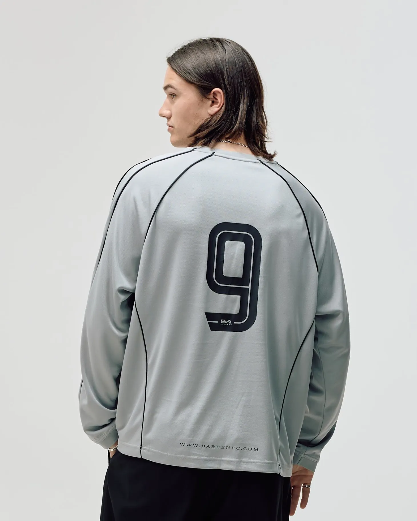 Long Sleeve Football Jersey, Men - Grey