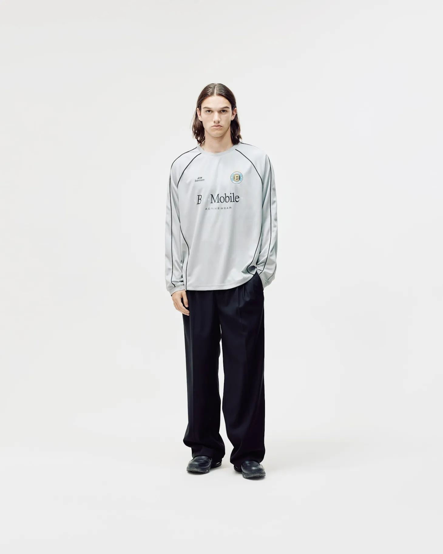 Long Sleeve Football Jersey, Men - Grey