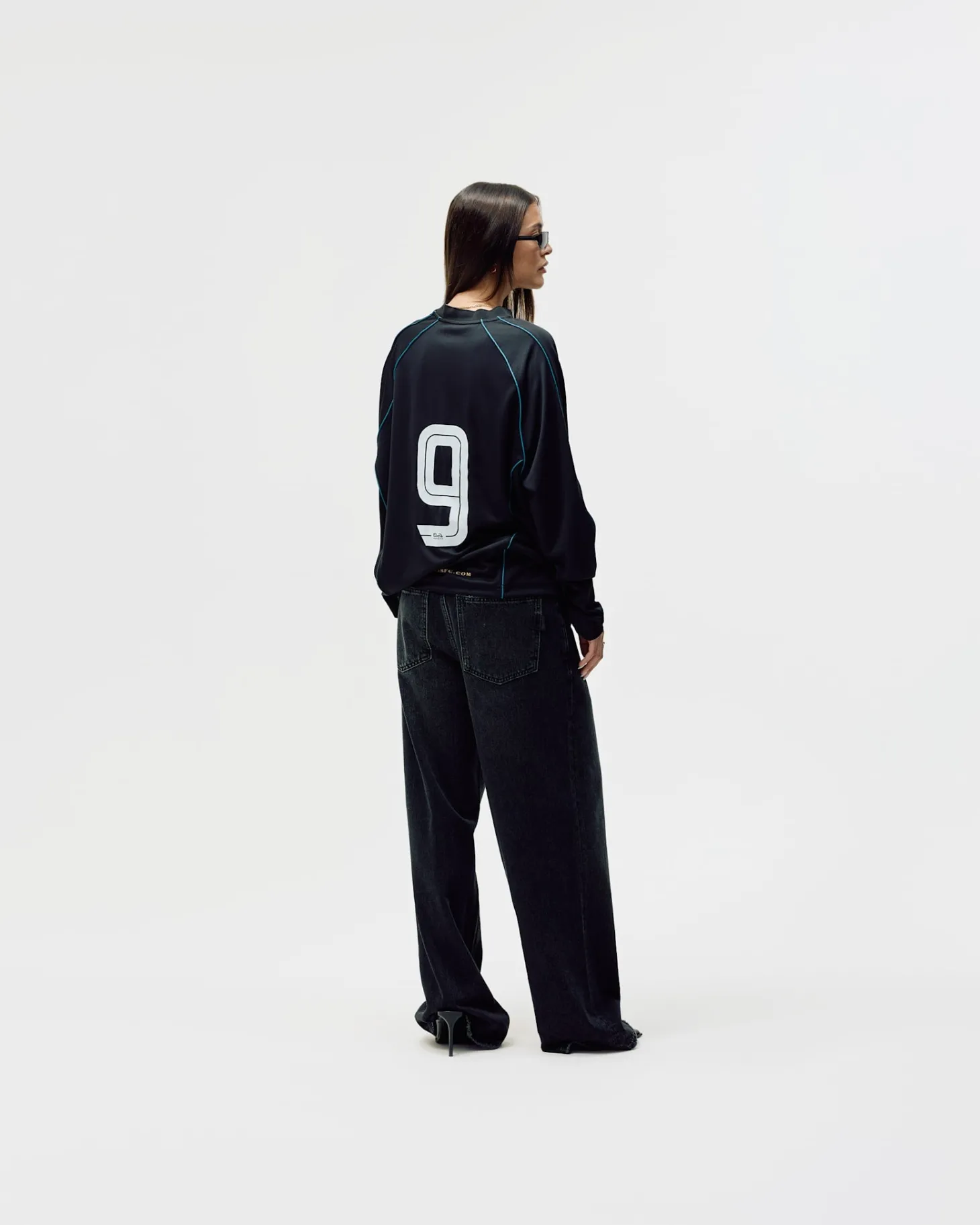 Long Sleeve Football Jersey, Women - Black