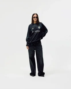 Long Sleeve Football Jersey, Women - Black