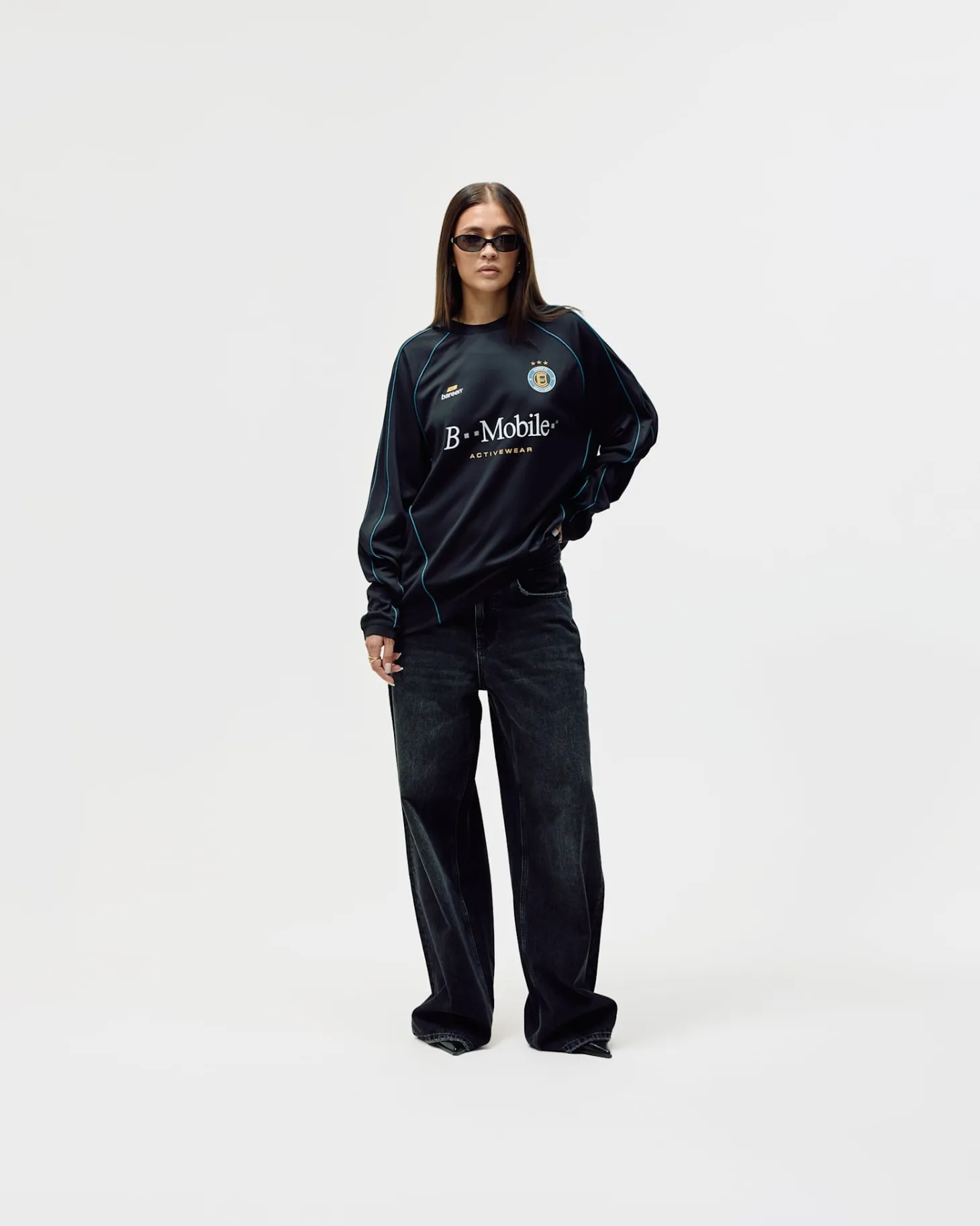 Long Sleeve Football Jersey, Women - Black