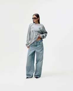 Long Sleeve Football Jersey, Women - Grey