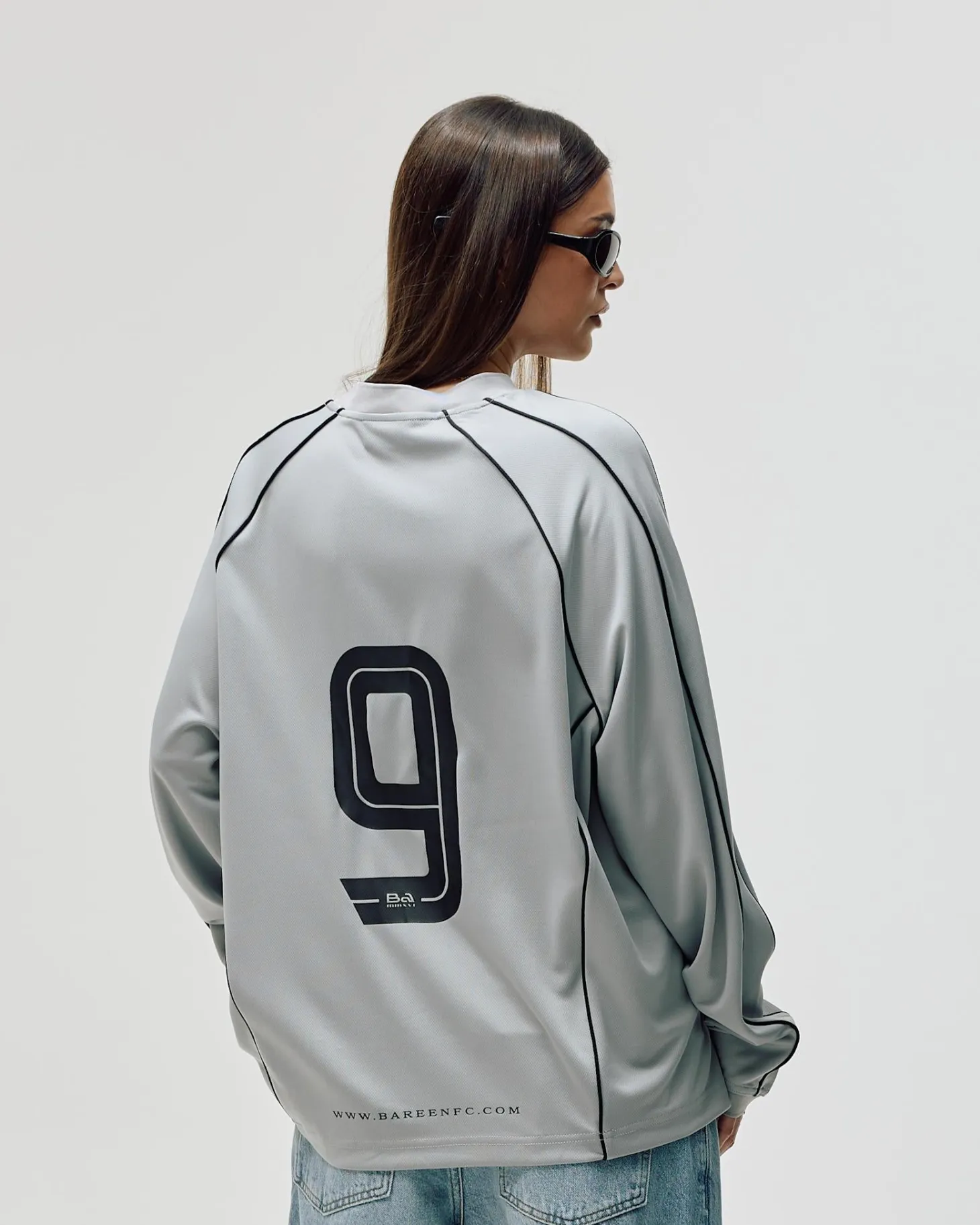 Long Sleeve Football Jersey, Women - Grey