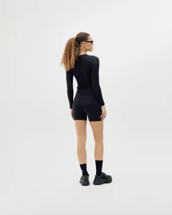 Long Sleeve Stretch Tee, Women - Black