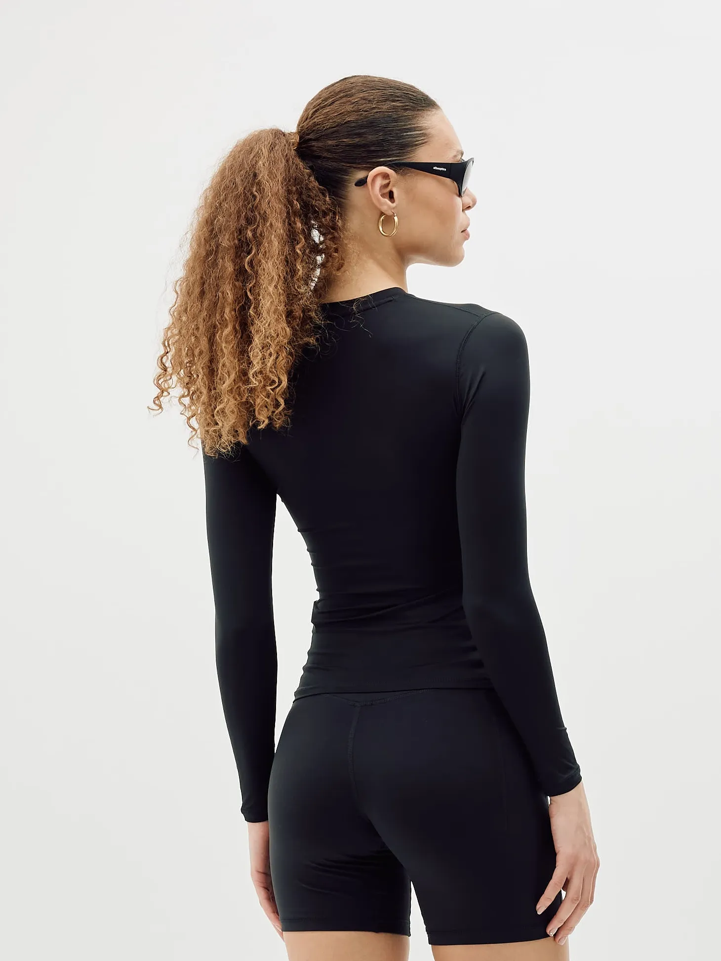 Long Sleeve Stretch Tee, Women - Black