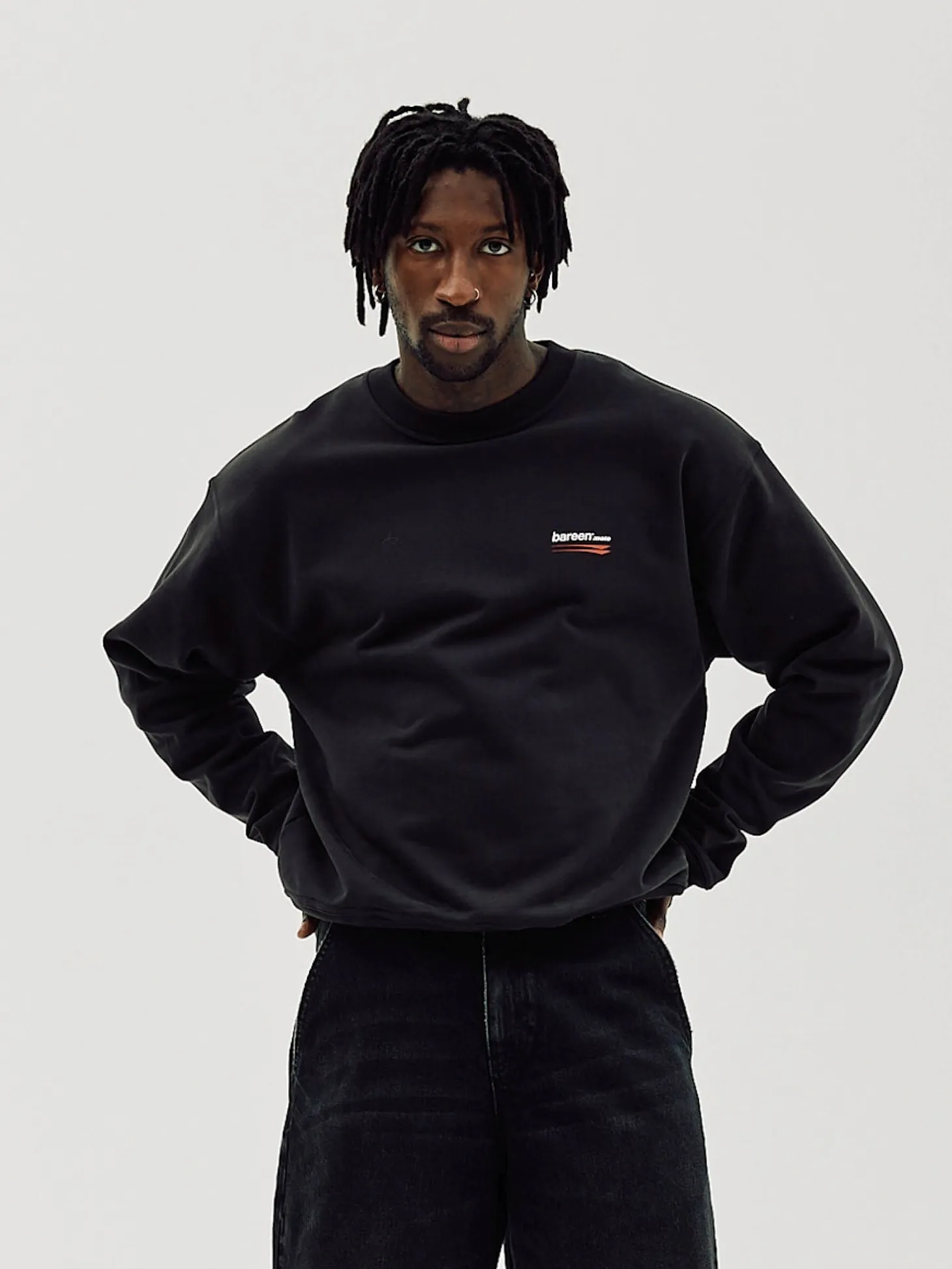 Oversized Crewneck, Men - Moto - Black