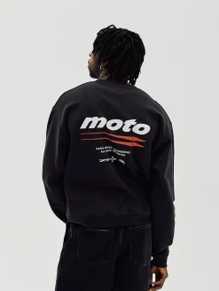 Oversized Crewneck, Men - Moto - Black