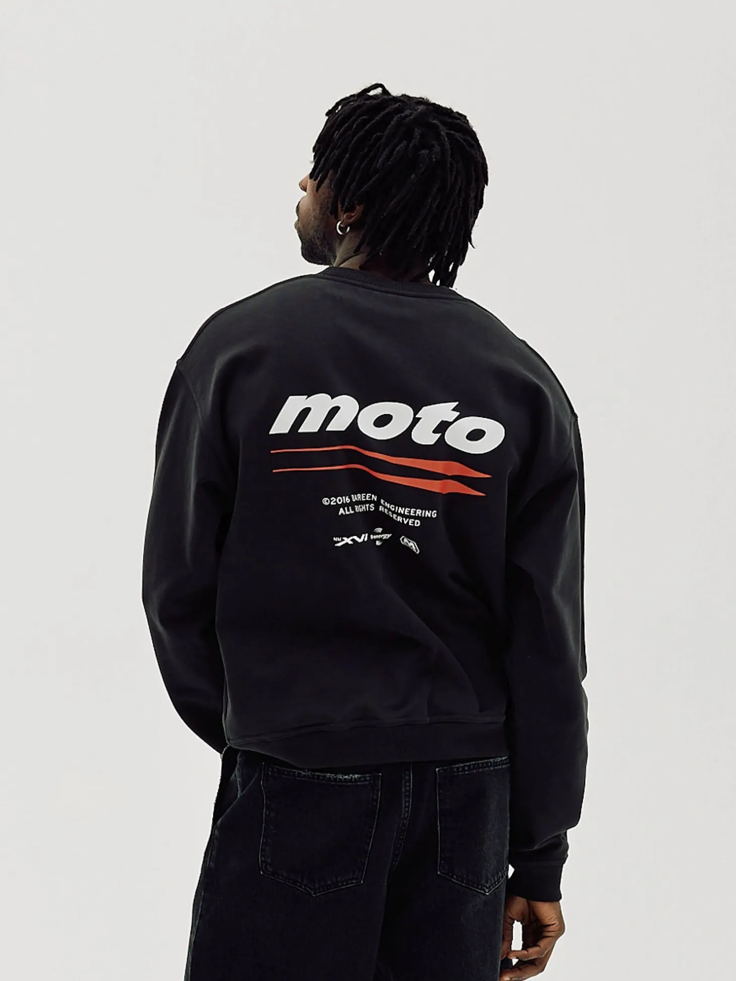 Oversized Crewneck, Men - Moto - Black