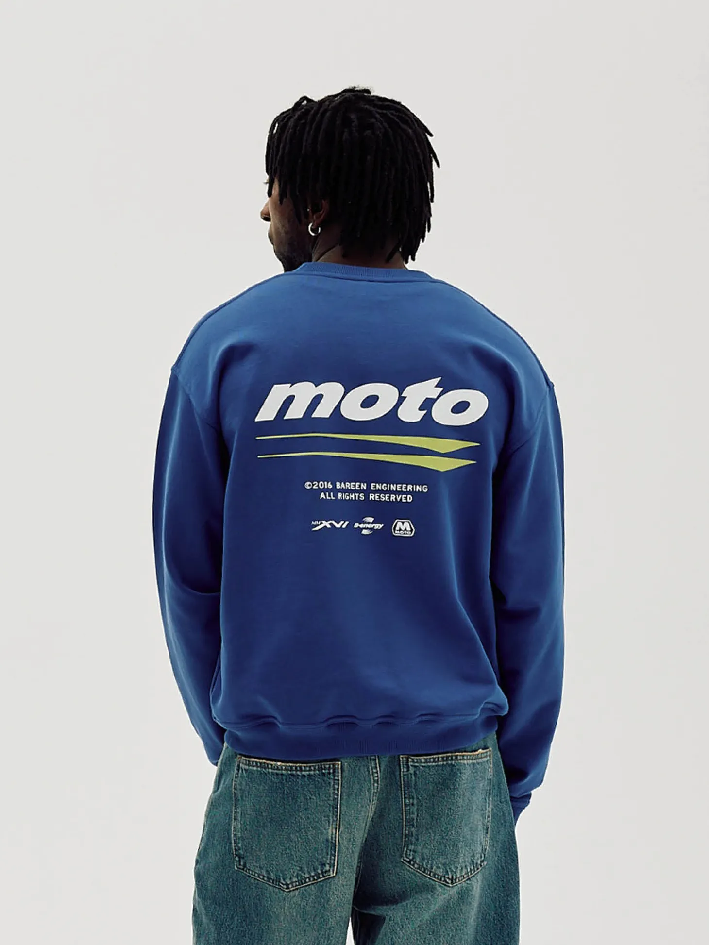 Oversized Crewneck, Men - Moto - Cobalt Blue