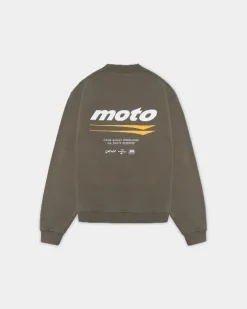 Oversized Crewneck, Men - Moto - Stone Grey