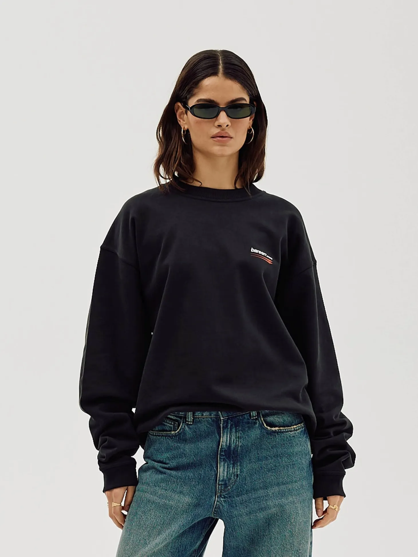 Oversized Crewneck, Women - Moto - Black