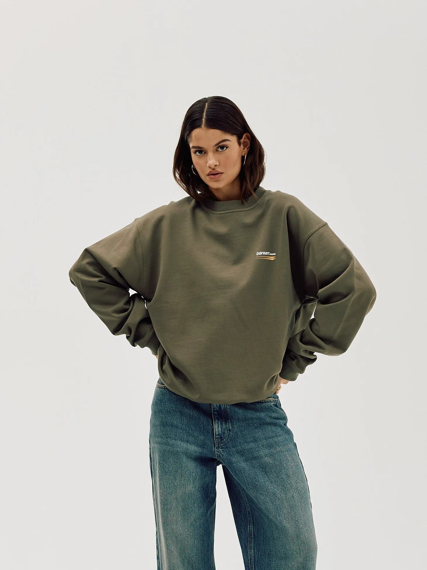 Oversized Crewneck, Women - Moto - Stone Grey