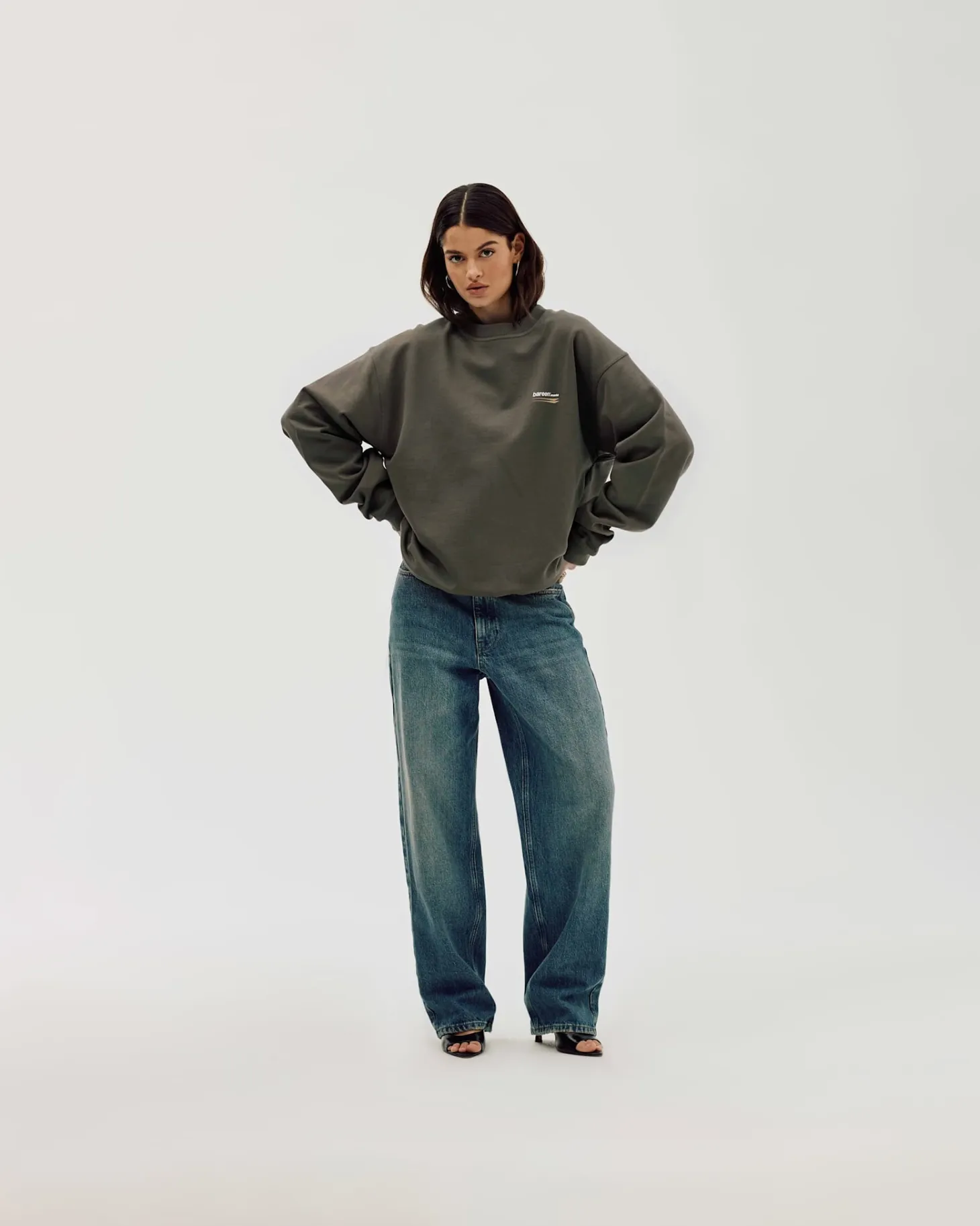 Oversized Crewneck, Women - Moto - Stone Grey