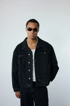 Oversized Denim Jacket, Men - AW25 - Dark Grey Denim