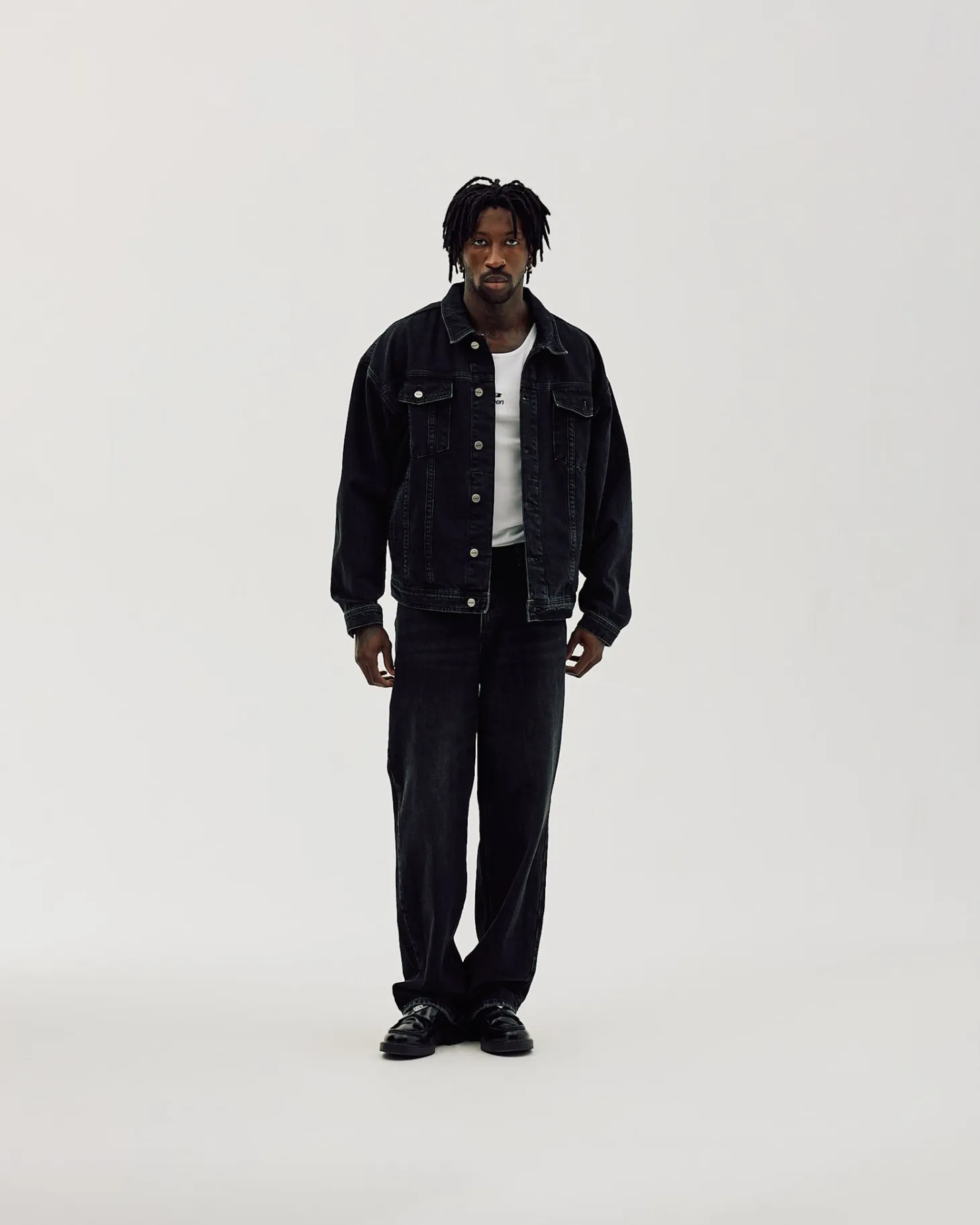 Oversized Denim Jacket, Men - Black