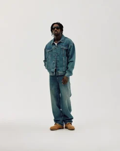 Oversized Denim Jacket, Men - Faded Blue