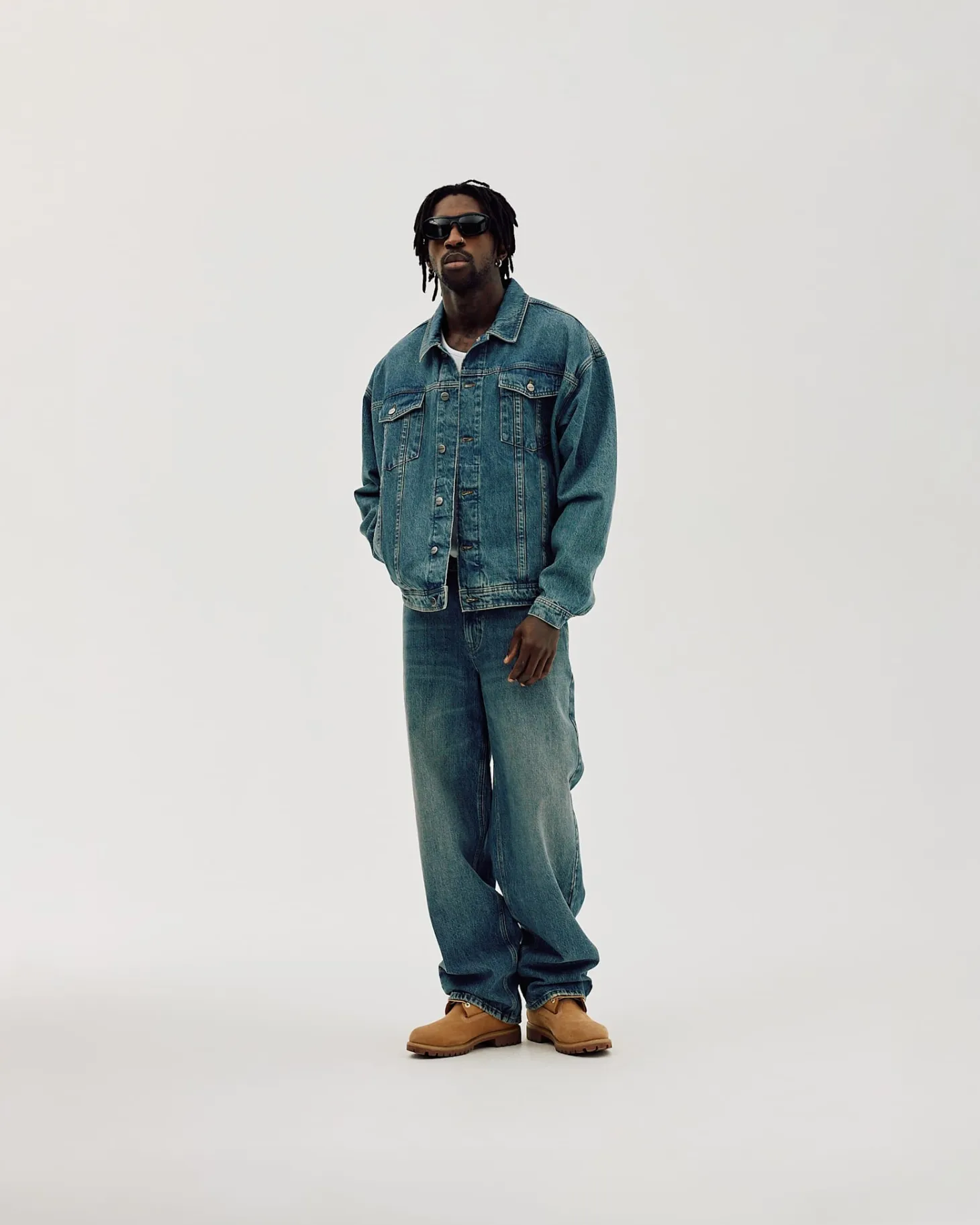 Oversized Denim Jacket, Men - Faded Blue