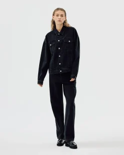Oversized Denim Jacket, Women - AW25 - Dark Grey Denim