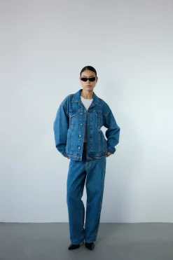 Oversized Denim Jacket, Women - AW25 - Washed Blue
